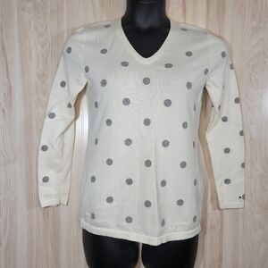 Tommy Hilfiger Cream & Polka Dot Cotton Sweater Sz Med